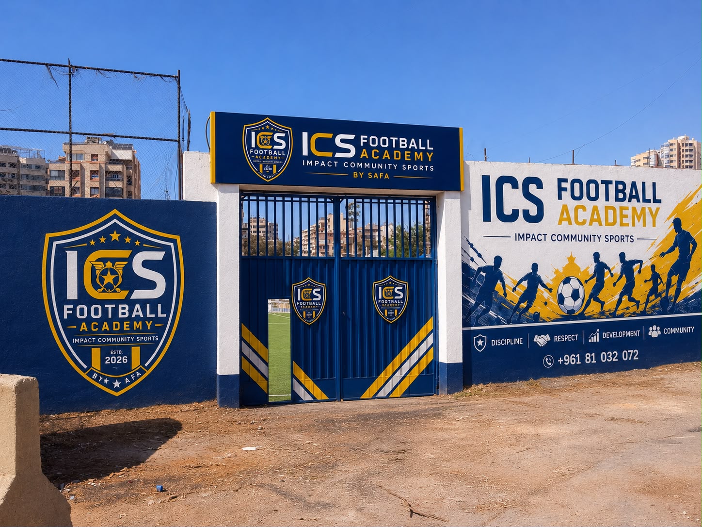 ICS Football Academy entrance at Al Safa Stadium, Beirut